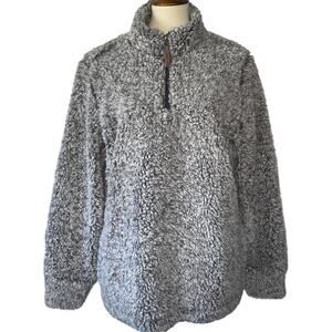 Mens Sherpa Fleece Pullover 1/4 Zip Jacket Outerwear Weatherproof Gray Sz Large